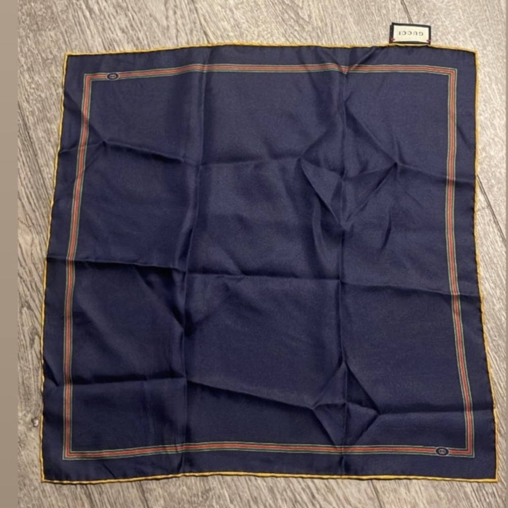 Gucci Navy Scarf with Gold Accents - Picture 1 of 5